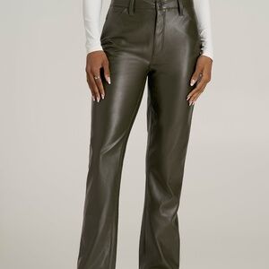 American Tall True Touch Leather Straight Leg Pants for Tall Women in Forest Nig